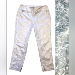 Vintage Y2K Silver Capri Pants Metallic Stretch size 10